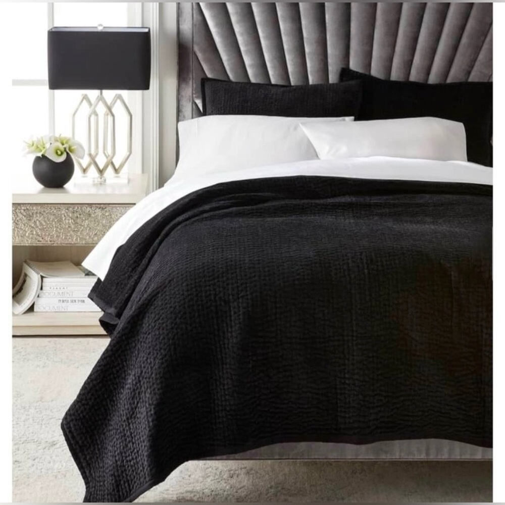 Donna Karan New York Home Black Velvet King quilt blanket